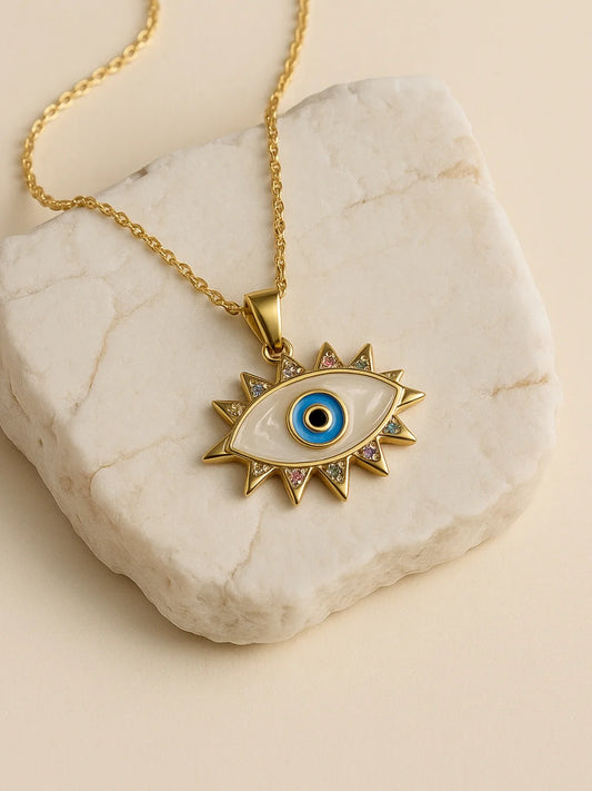 RAIRA Big Evil Eye Necklace – 18K Gold Plated, Anti-Tarnish & Waterproof