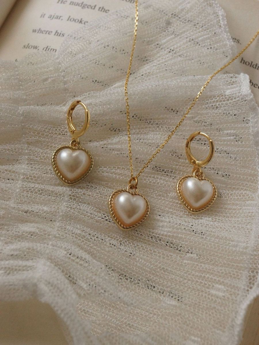 RAIRA Love Pearls Necklace Earrings Rings Jewelry Set Gift for Prom Girls Adjustable Jewelry