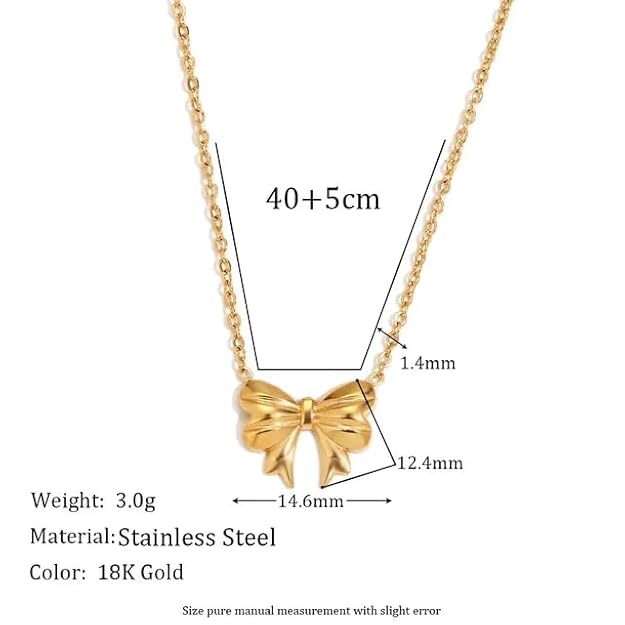 RAIRA Charm Bow-Knot Anti-Tarnish Gold-Plated Chain Necklace Stainless Steel Waterproof GIFT Set for Women and Girls