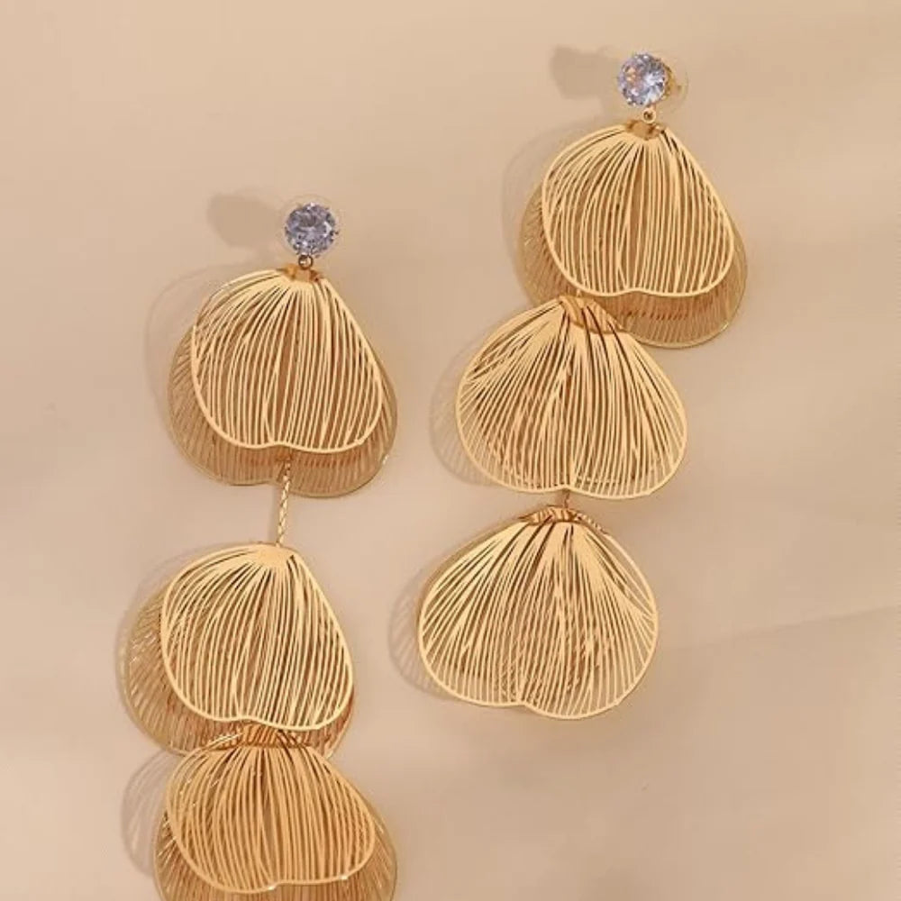 RAIRA Golden Petal Statement Earrings ✨