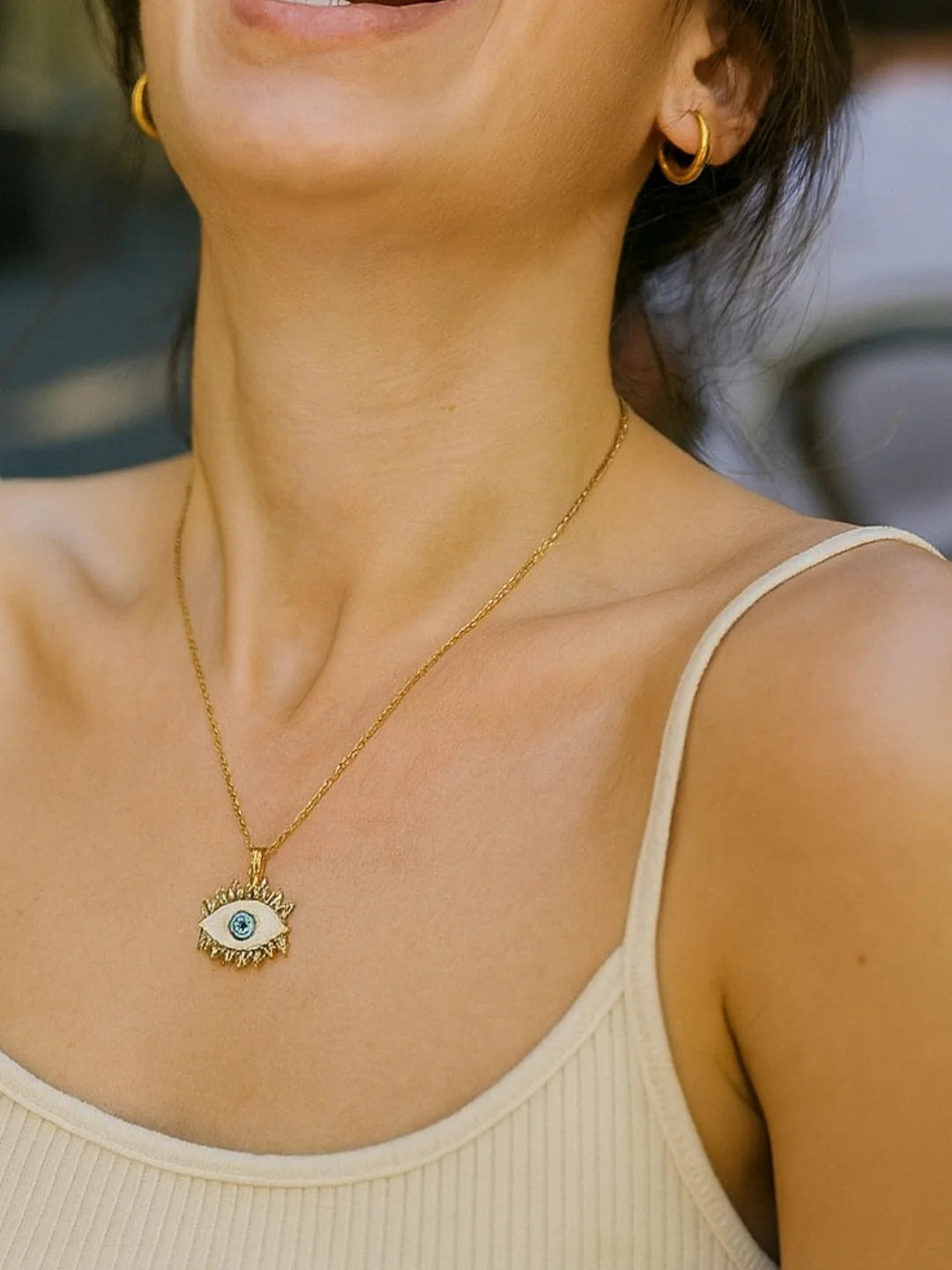 RAIRA Big Evil Eye Necklace – 18K Gold Plated, Anti-Tarnish & Waterproof