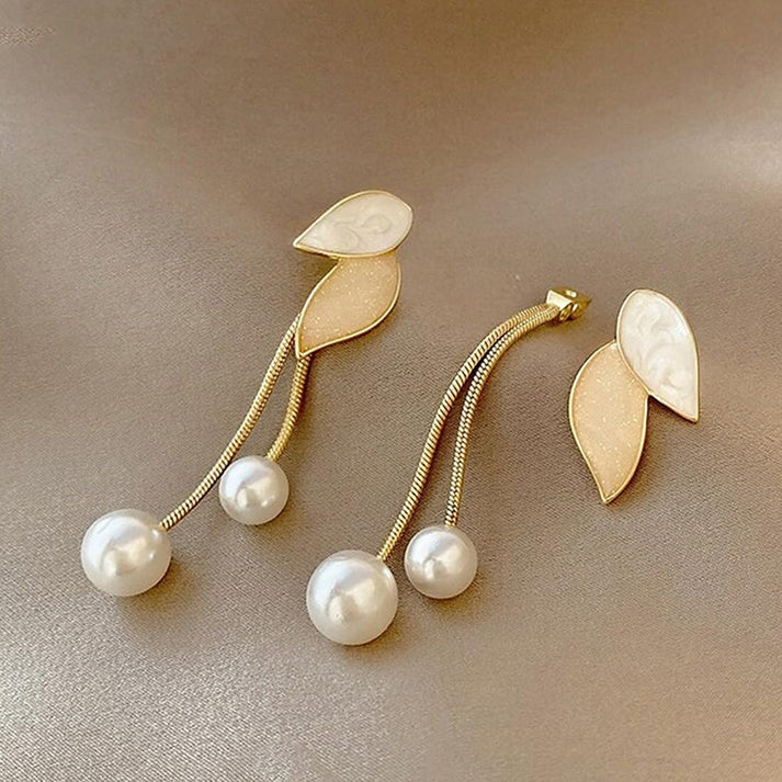 RAIRA Pearl Drop  Leaf Motif Dangle Earrings For Women's & Girl's