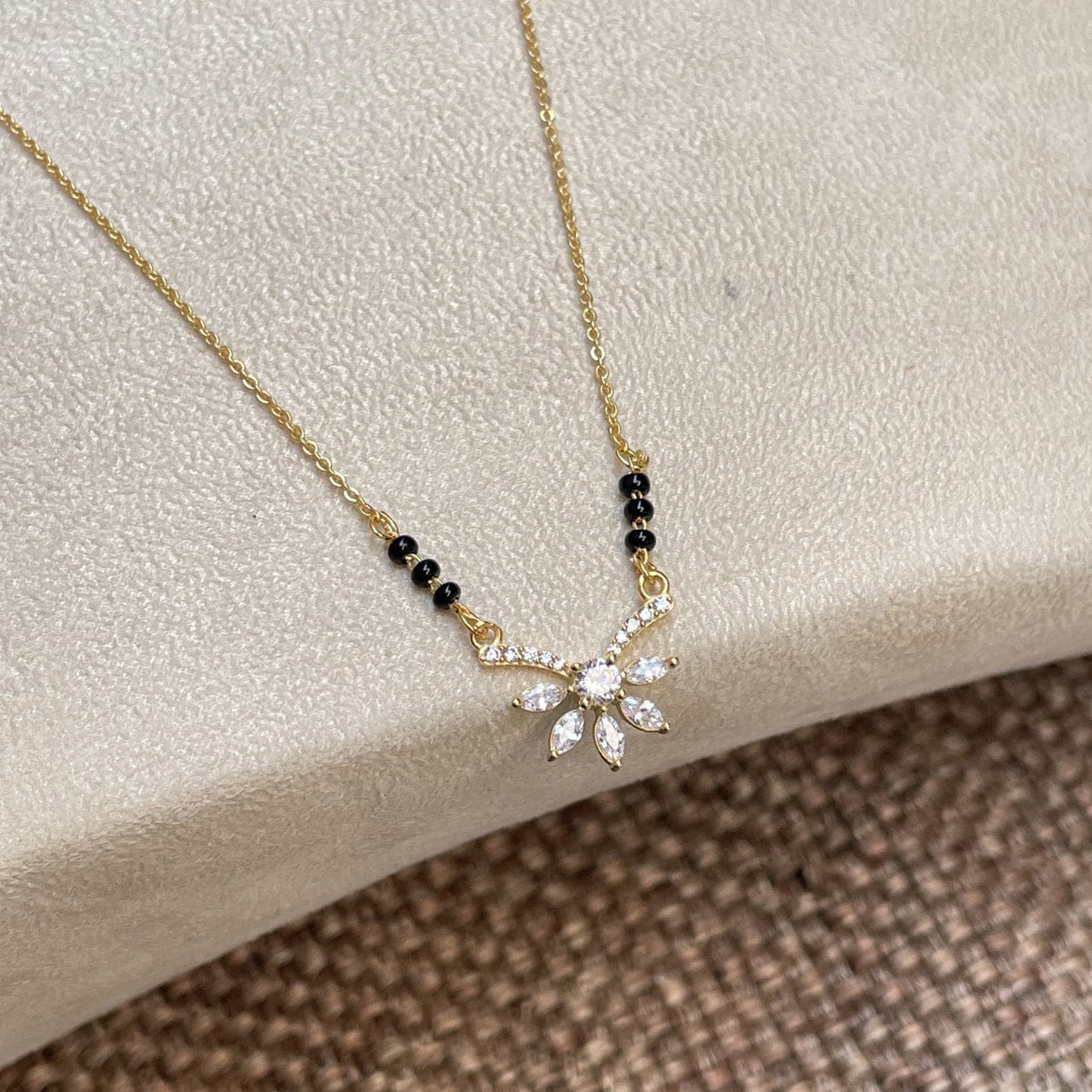 RAIRA Sparkling Floral Mangalsutra Necklace – Modern Grace with Traditional Touch