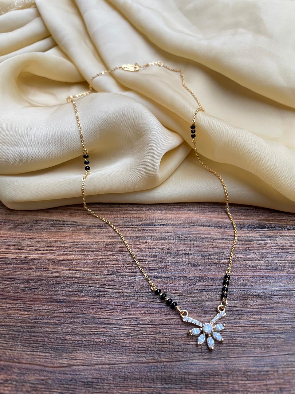 RAIRA Sparkling Floral Mangalsutra Necklace – Modern Grace with Traditional Touch