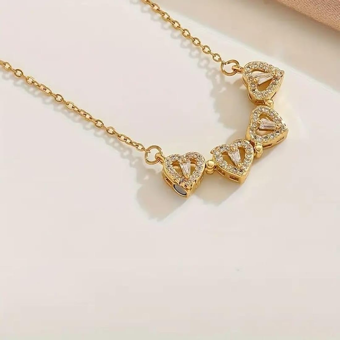 RAIRA Vacation Classic Style Heart Shape Titanium Steel Zircon Inlay Pendant Necklace Mangalsutar, Heart pandent Necklace For Women.