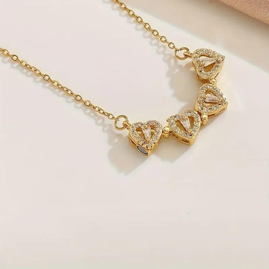 RAIRA Vacation Classic Style Heart Shape Titanium Steel Zircon Inlay Pendant Necklace Mangalsutar, Heart pandent Necklace For Women.