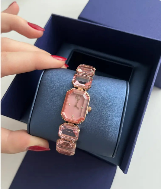 RAIRA Octagon Cut Bracelet, Pink, Rose Gold-Tone Finish Fancy Watch For Women & Girl's