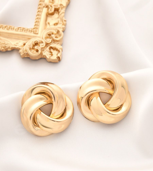 Gold Silver Chunky Knot Stud Earrings for Women, Vintage Twisted Geometric Statement Stud Earrings, Trendy Sincere Gifts for Wife