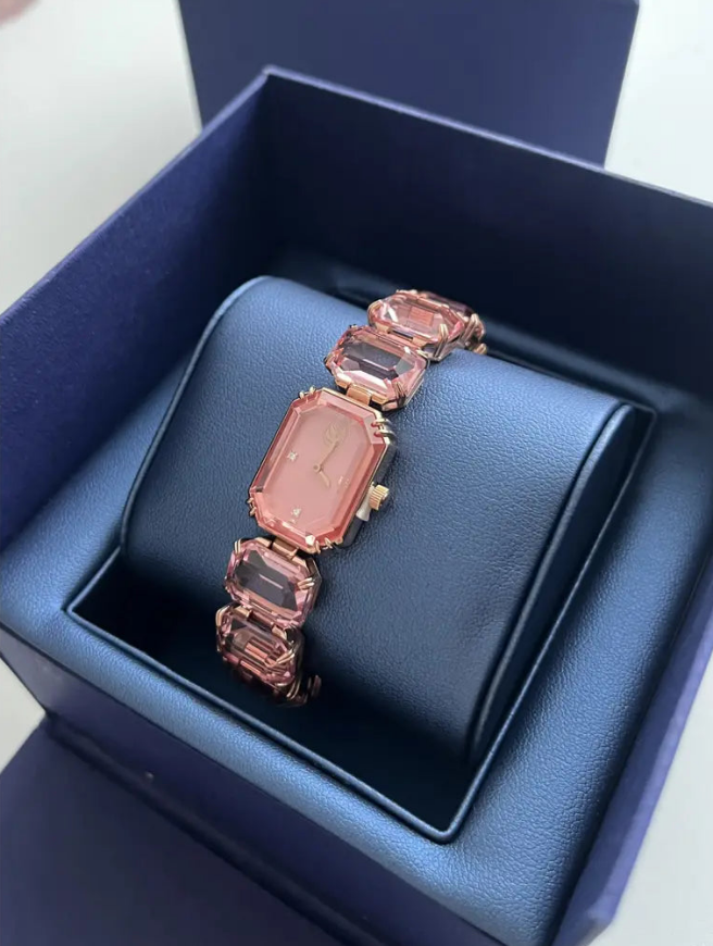 RAIRA Octagon Cut Bracelet, Pink, Rose Gold-Tone Finish Fancy Watch For Women & Girl's