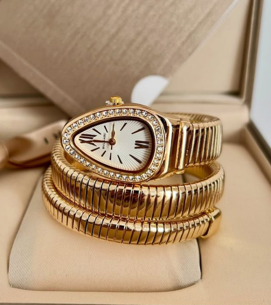 RAIRA Ladies Snake Bracelet Fashion Watch | Creative Quartz Analog Wristwatch with Oval Dial