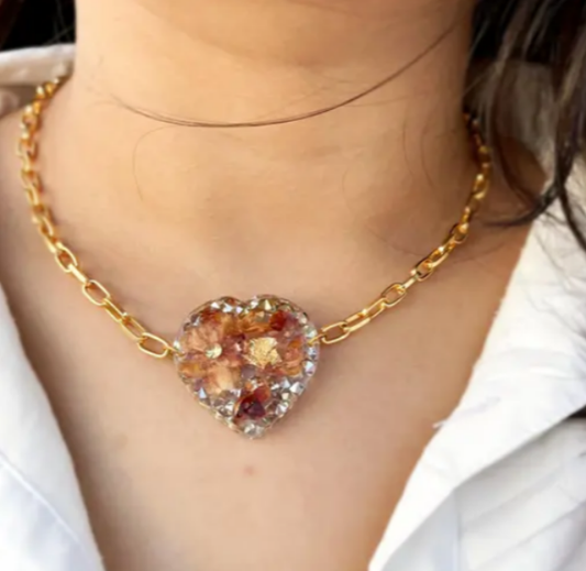 RAIRA Golden Ember" Heart Resin Pendant