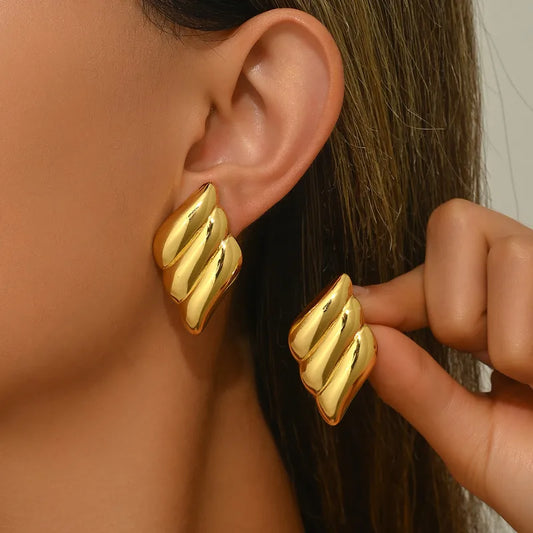 RAIRA 1 Pair Simple Style Classic Style Streetwear Geometric 304 Stainless Steel Imitation 18k Gold plated Ear Studs For Women & Girls