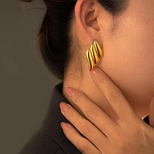 RAIRA 1 Pair Simple Style Classic Style Streetwear Geometric 304 Stainless Steel Imitation 18k Gold plated Ear Studs For Women & Girls