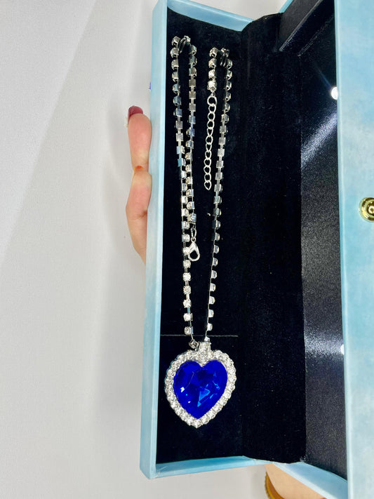 Titanic Blue Heart Crystal Necklace with Premium Gift Box