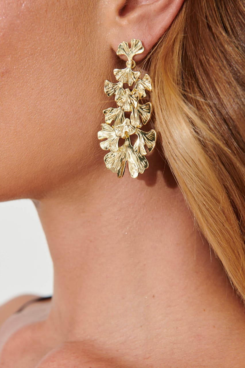 Raira Golden Blossom Statement Earrings – Bold Floral Elegance