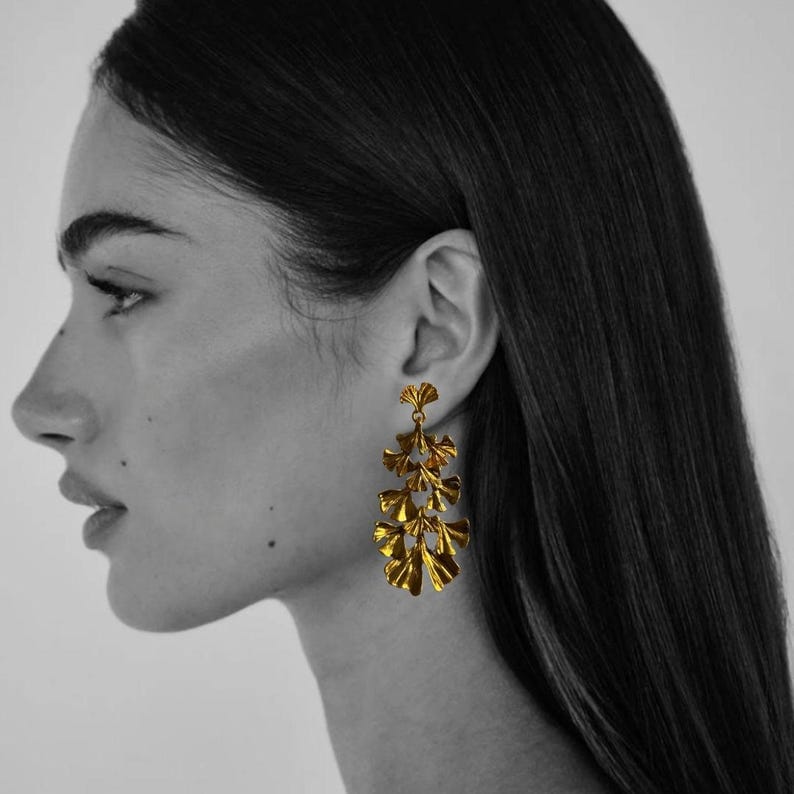 Raira Golden Blossom Statement Earrings – Bold Floral Elegance