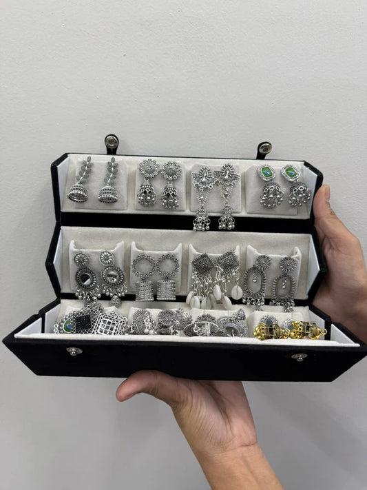 RAIRA 16 Royal Silver Jhumka Earring's with Premium Gift Boxing