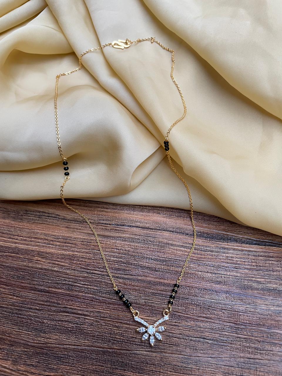 RAIRA Sparkling Floral Mangalsutra Necklace – Modern Grace with Traditional Touch