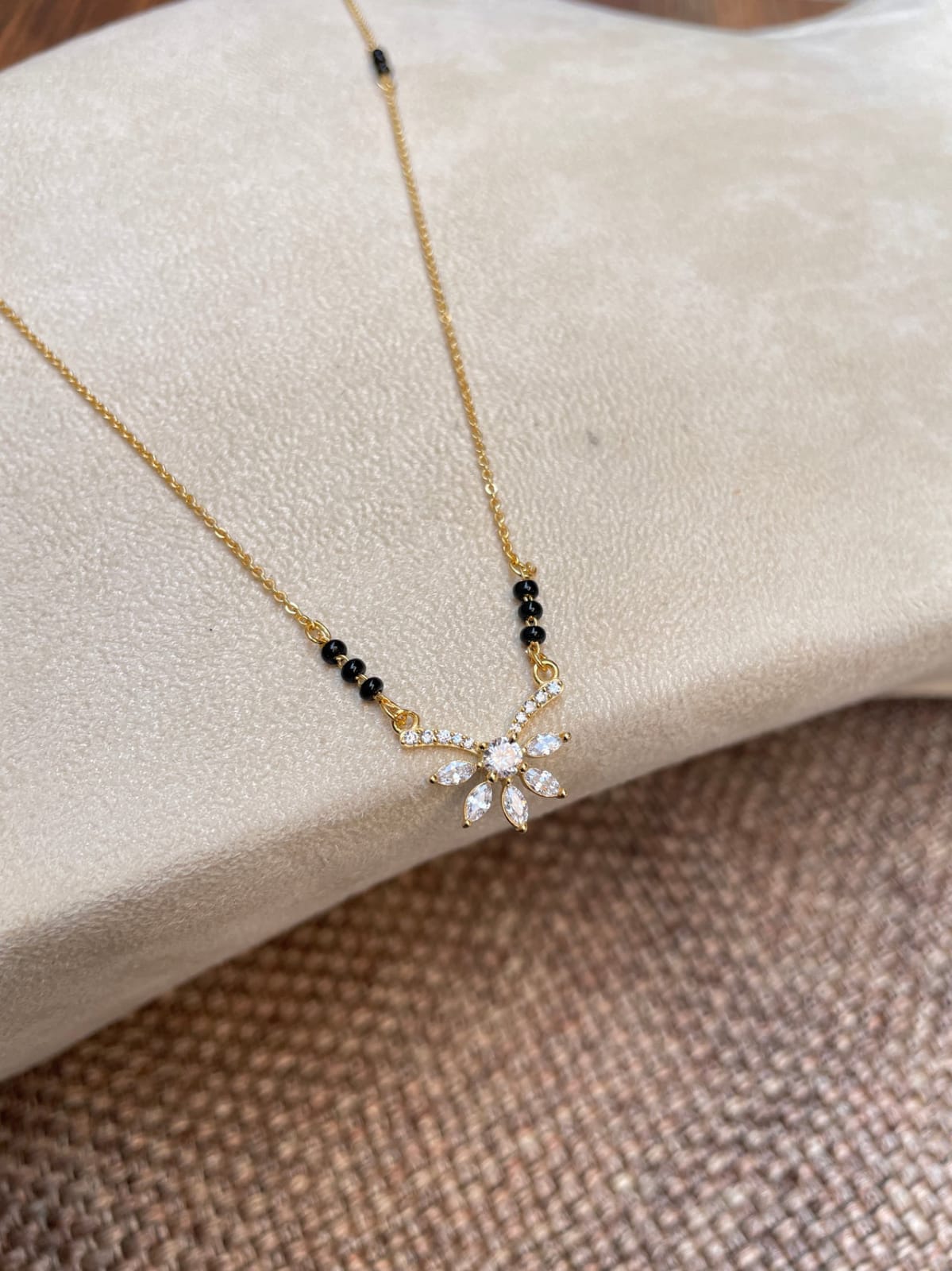 RAIRA Sparkling Floral Mangalsutra Necklace – Modern Grace with Traditional Touch