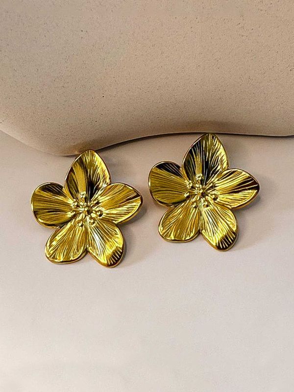 RAIRA GOLDEN PETAL- ELEGANT GOLD FLOWER STUDS Earrings For Women's & Girl's Gold Plated Stainless Steel