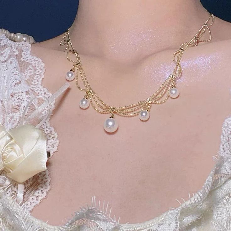 RAIRA Pearl Choker Vintage Style Necklace Golden Plated Chain For Women & Girl's