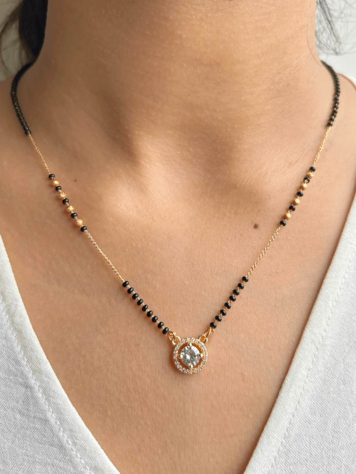 RAIRA Minimal Daily Wear Fancy Brass Mangalsutra & Solitaire Diamond mangalsutra