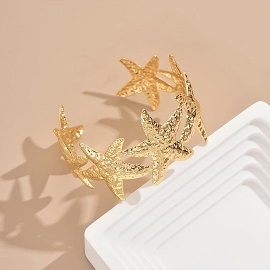 RAIRA Golden Tone Starfish Open Cuff Bracelet for Women & Girl's