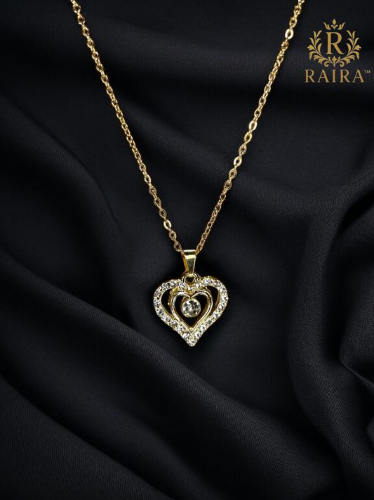 RAIRA America Diamond Gold Plated Heart Pendant For women and Girls
