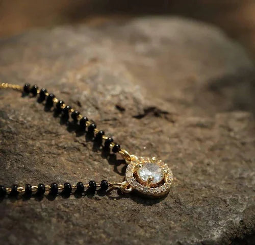 RAIRA Minimal Daily Wear Fancy Brass Mangalsutra & Solitaire Diamond mangalsutra