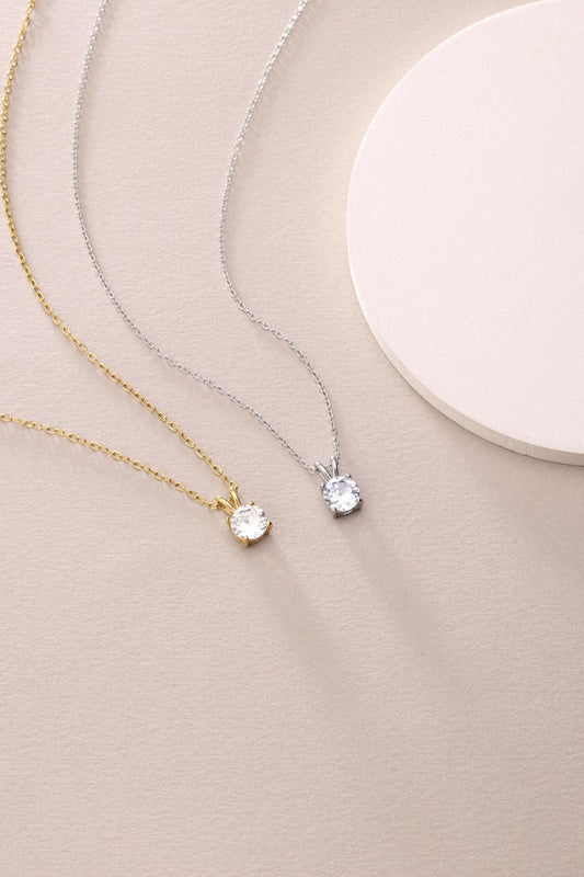 RAIRA Jewellery Silver Plated Round Cubic Zirconia Fashion Pendant Necklace For Women & Girls