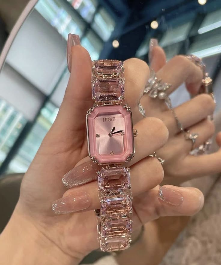 RAIRA Octagon Cut Bracelet, Pink, Rose Gold-Tone Finish Fancy Watch For Women & Girl's