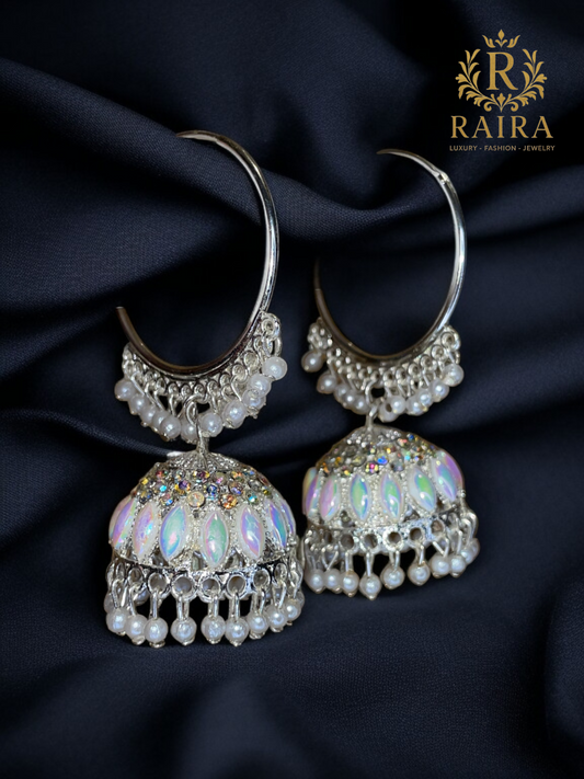 RAIRA COLLECTION White Pearl Stylish Fancy Traditional Jhumki For Women & Girl's