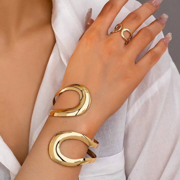 RAIRA 18K Gold-Plated Stainless Steel Water-Resistant Demi-Fine Cuff Bracelet