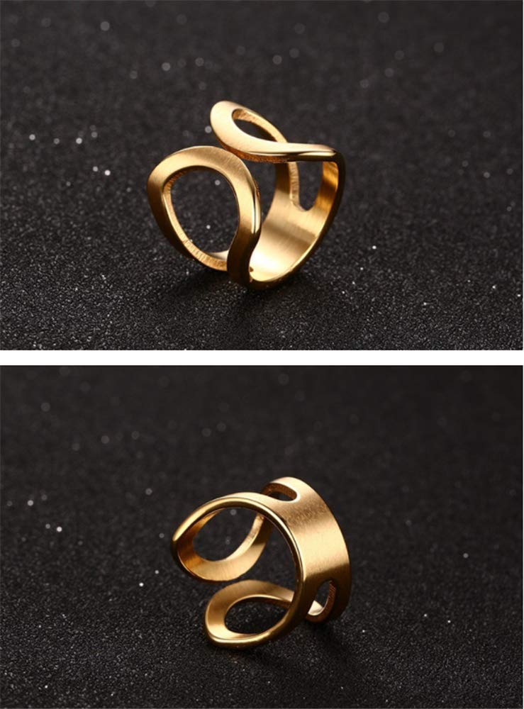 RAIRA Minimalist Butterfly Open Ring for Women Girls Stainless Steel Statement Expandable Double Wave Band Thumb Finger Best Friend Rings Comfort Fit