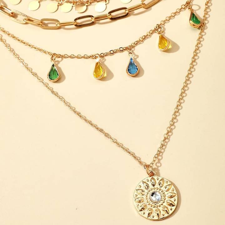 RAIRA Artificial Layered Necklace (Golden)