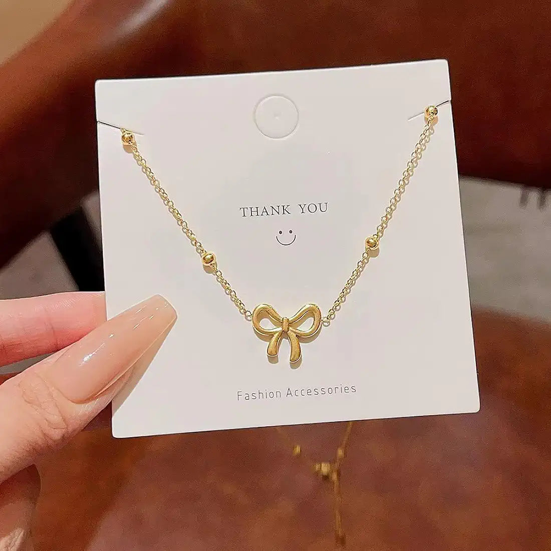 RAIRA Gold Plated Bow Pendant Necklace | Anti-Tarnish Minimalist Jewelry for Women Girls