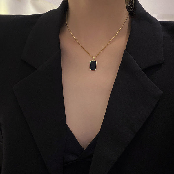 RAIRA Gold-Plated Anti Tarnish Black Geometric Pendant For Women Girl's & men's
