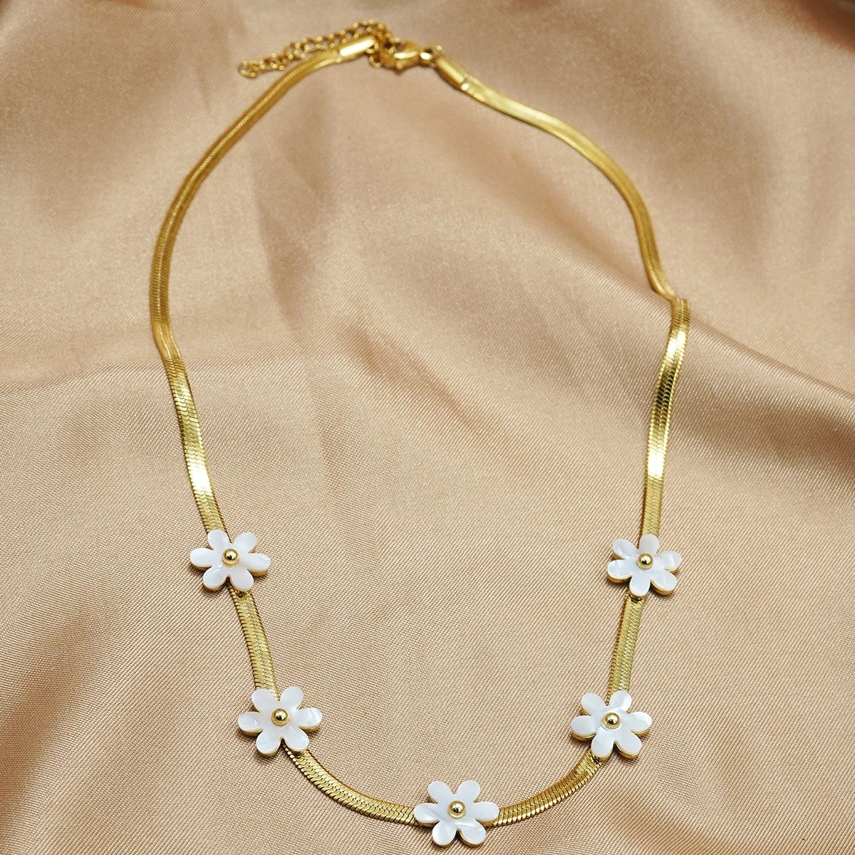 RAIRA Gold Plated Flower Chain Stainless Steel Tarnish Free Necklace