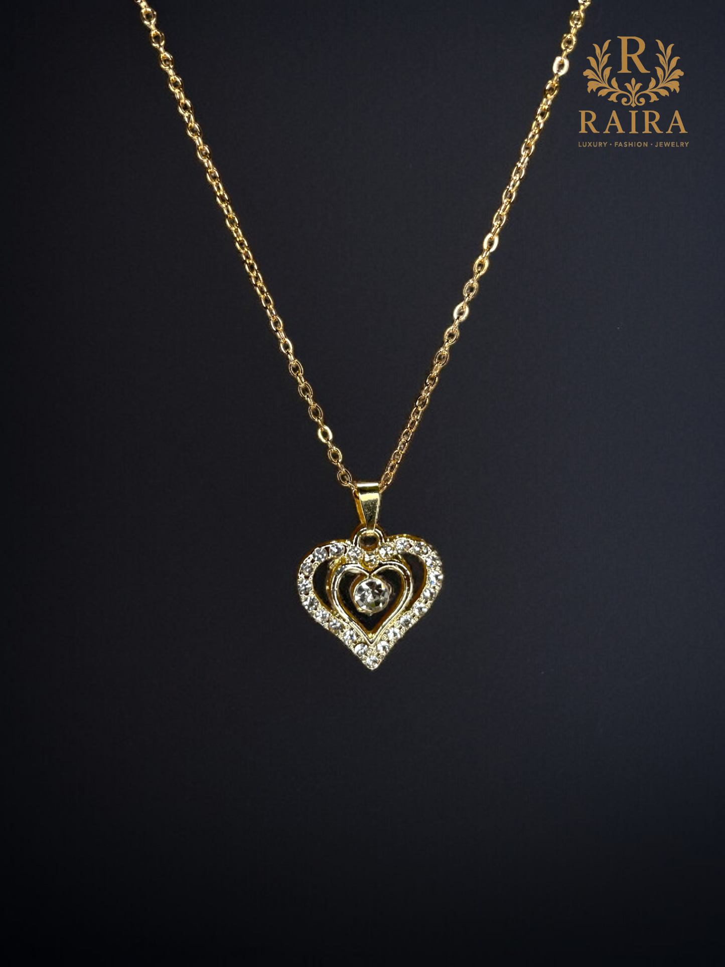 RAIRA America Diamond Gold Plated Heart Pendant For women and Girls
