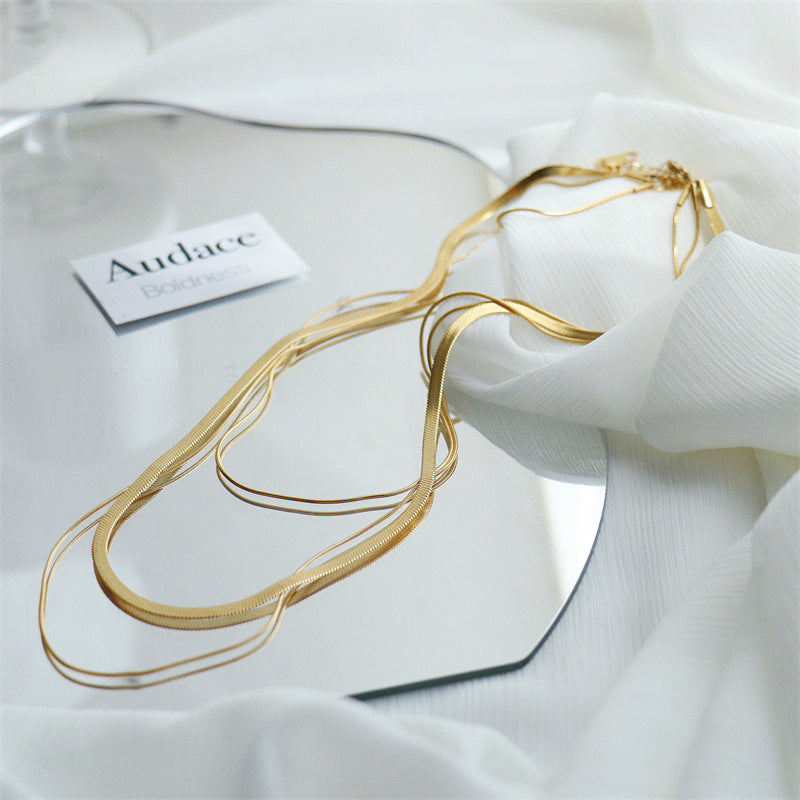 RAIRA Chain Layered Necklace,18K Gold/Silver Plated Snake Chain Long Choker Necklace Dainty Chain gold layered Necklaces for Women Girls trendy Gold Jewelry Gifts