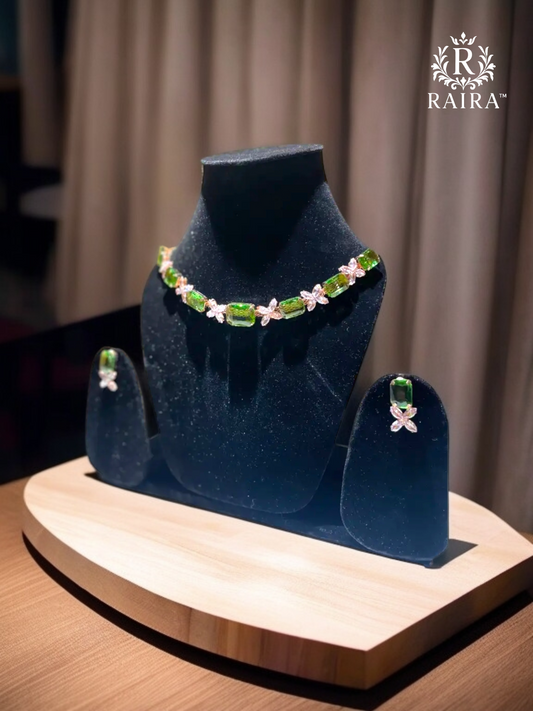 RAIRA Rhodium-Plated American Diamond Stone Studded Jewellery Traditional Style Necklace