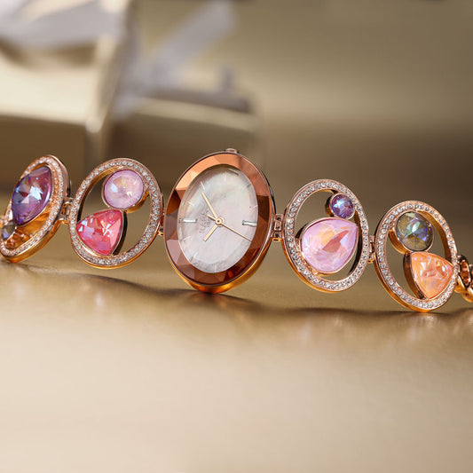 RAIRA Pearl Dial Bracelet Chain Analog Wrist Watch for Women (Silver/Rose Gold/Golden)