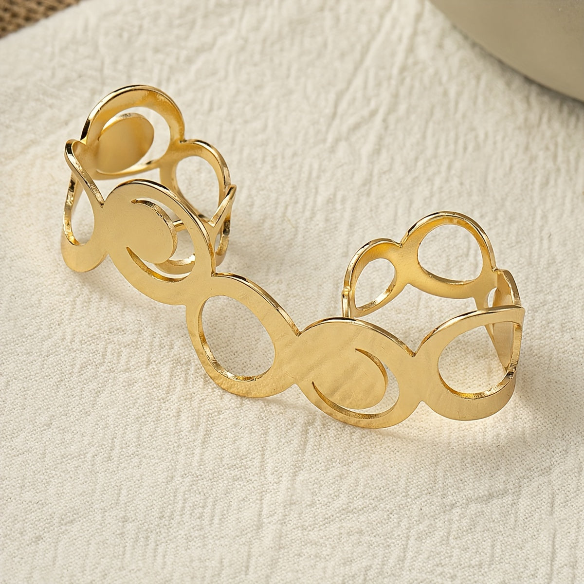 RAIRA Elegant Glam Romantic Geometric Iron Bangles Gold Tone Classy Contemporary Cuff Bracelet For Women & Girl's