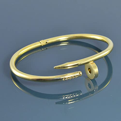 RAIRA Latest Fashion Elegant Stainless Steel Gold Plated Statement Style Nail Kada Bracelet for Women and Girls,