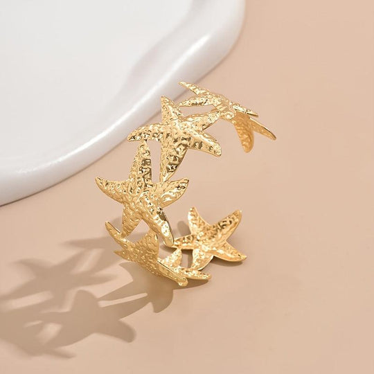RAIRA Golden Tone Starfish Open Cuff Bracelet for Women & Girl's