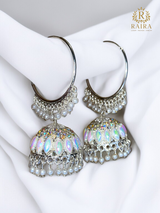 RAIRA COLLECTION White Pearl Stylish Fancy Traditional Jhumki For Women & Girl's