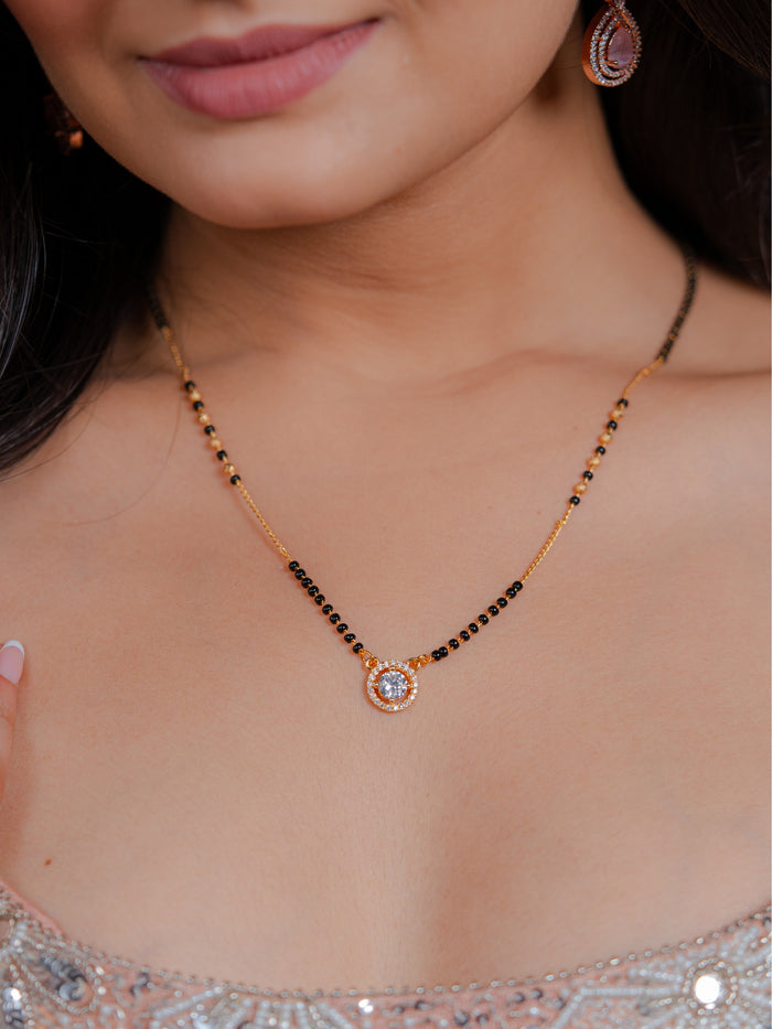 RAIRA Minimal Daily Wear Fancy Brass Mangalsutra & Solitaire Diamond mangalsutra