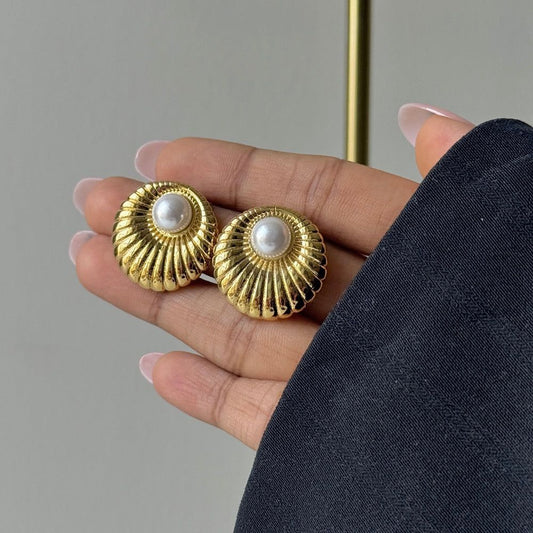 RAIRA Echo Pearl Earrings For Women-Girls Trending 14k Gold Plated