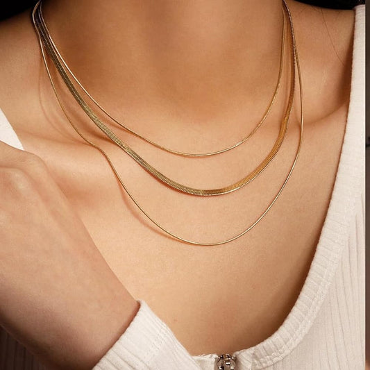 RAIRA Chain Layered Necklace,18K Gold/Silver Plated Snake Chain Long Choker Necklace Dainty Chain gold layered Necklaces for Women Girls trendy Gold Jewelry Gifts