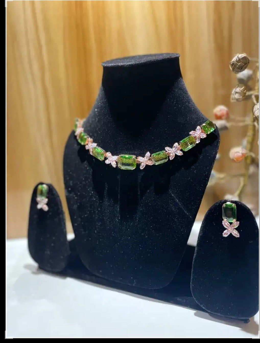 RAIRA Rhodium-Plated American Diamond Stone Studded Jewellery Traditional Style Necklace